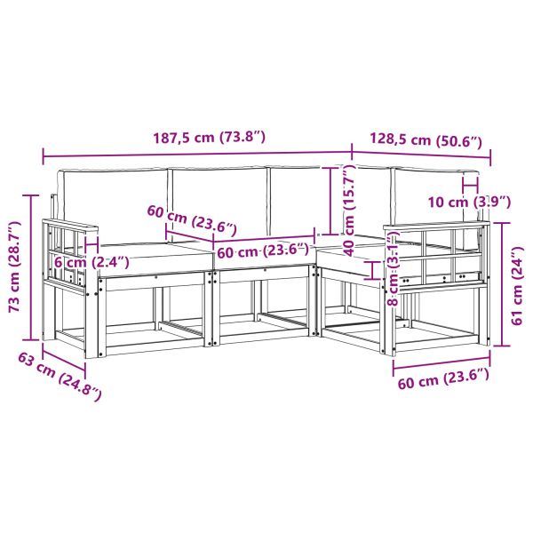 Комплект дивани за открито 4 pcs Натурален и Бежов