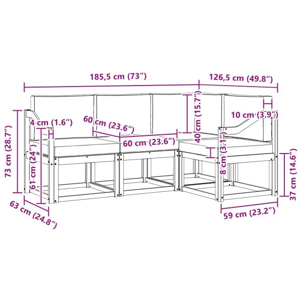 Комплект дивани за открито 4 pcs Естествено и светло сиво