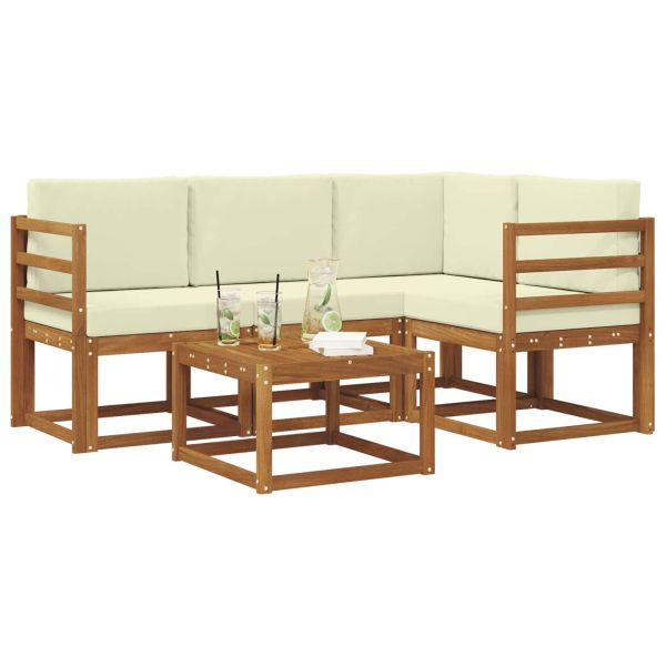 Комплект дивани за открито 5 pcs Натурален и Крема