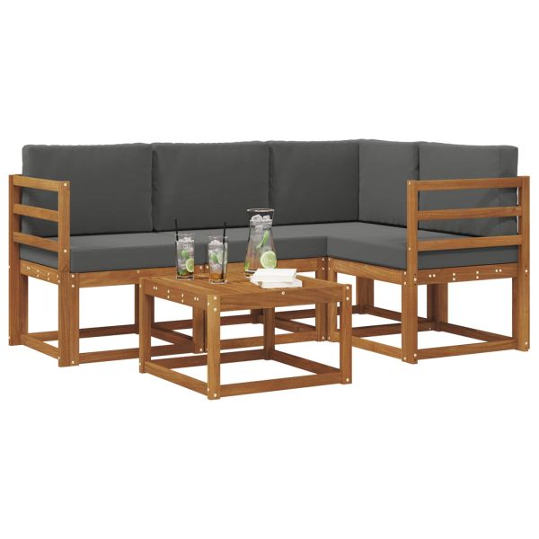 Комплект дивани за открито 5 pcs Натурален и Антрацит