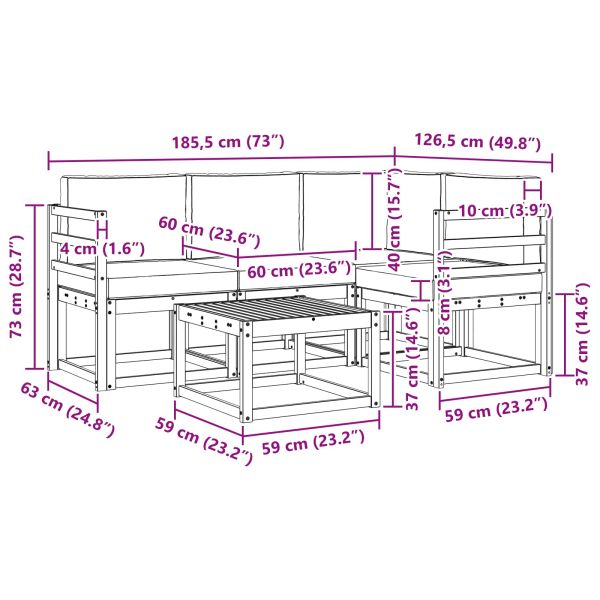 Комплект дивани за открито 5 pcs Натурален и Антрацит