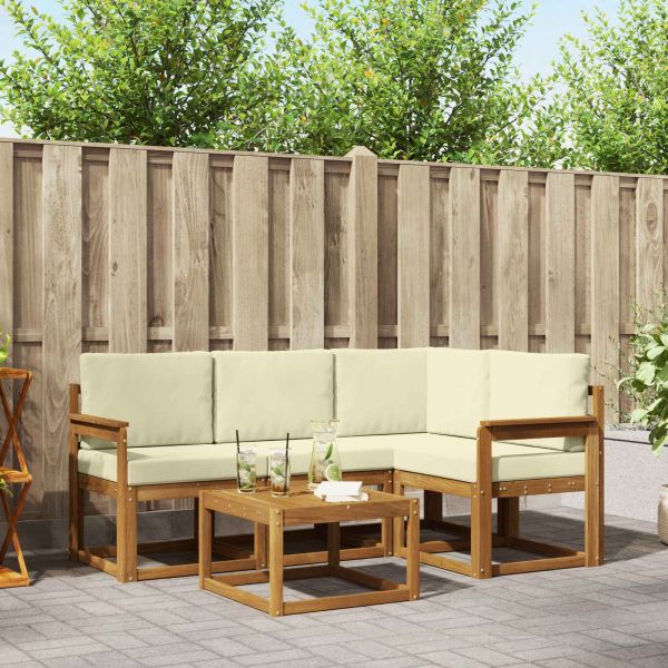 Комплект дивани за открито 5 pcs Натурален и Крема