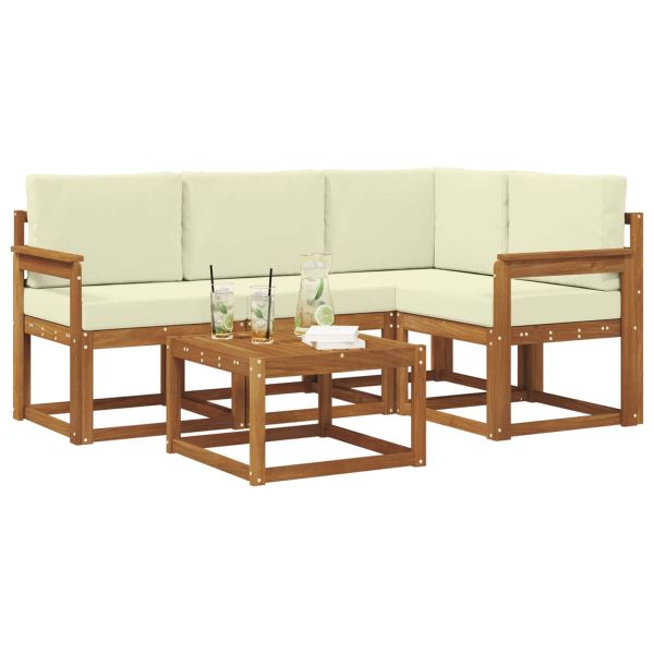 Комплект дивани за открито 5 pcs Натурален и Крема