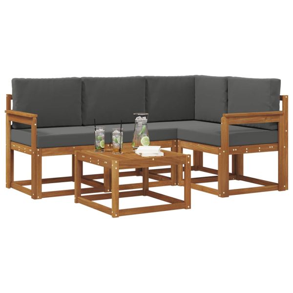 Комплект дивани за открито 5 pcs Натурален и Антрацит