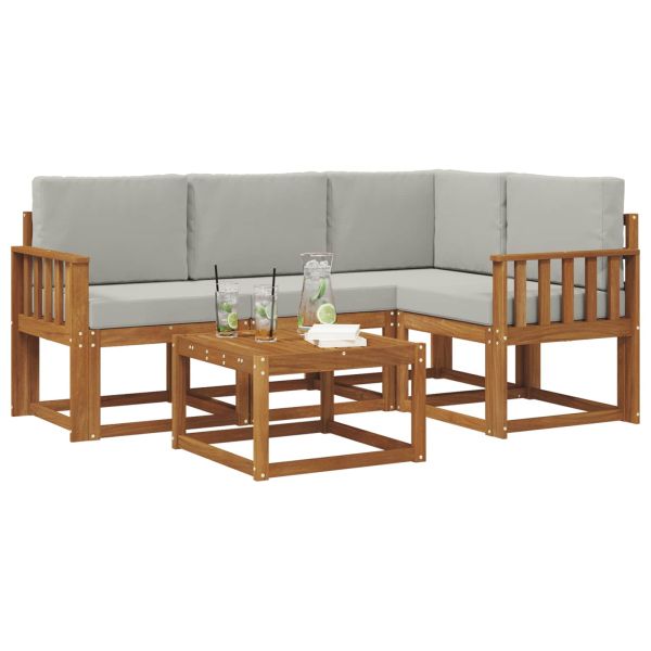 Комплект дивани за открито 5 pcs Естествено и светло сиво