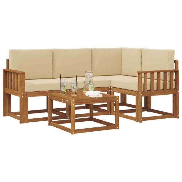 Комплект дивани за открито 5 pcs Натурален и Бежов