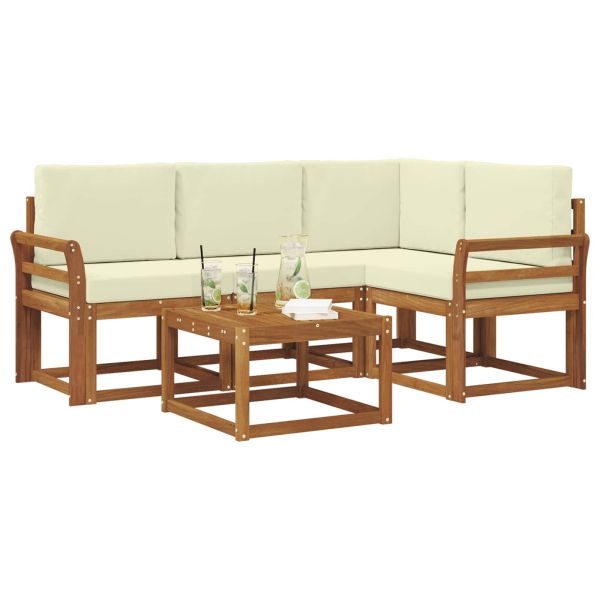 Комплект дивани за открито 5 pcs Натурален и Крема