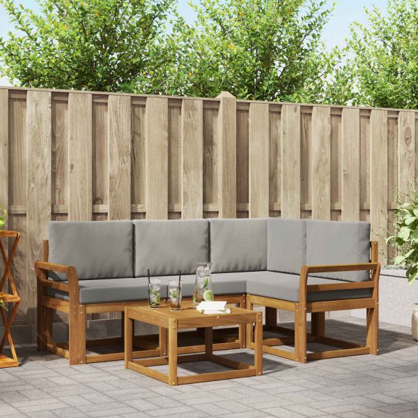 Комплект дивани за открито 5 pcs Естествено и светло сиво