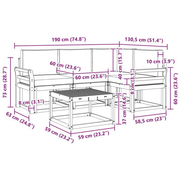 Комплект дивани за открито 5 pcs Естествено и светло сиво