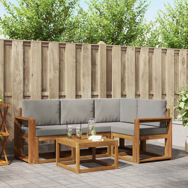 Комплект дивани за открито 5 pcs Естествено и светло сиво