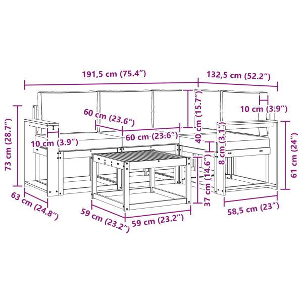 Комплект дивани за открито 5 pcs Естествено и светло сиво