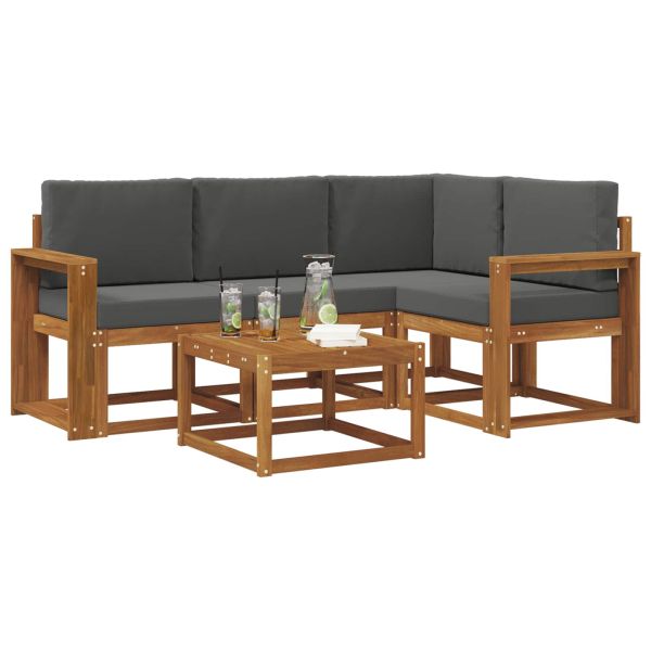 Комплект дивани за открито 5 pcs Натурален и Антрацит