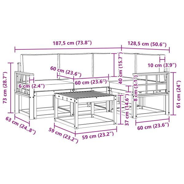 Комплект дивани за открито 5 pcs Натурален и Крема