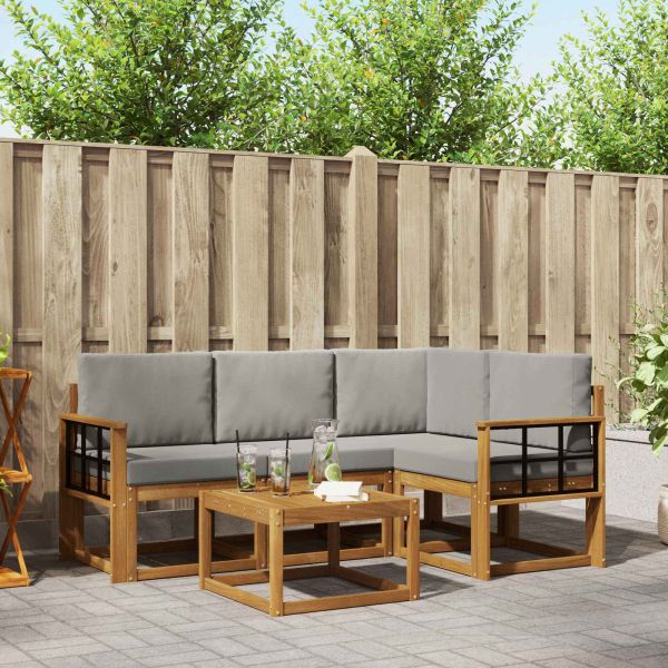 Комплект дивани за открито 5 pcs Естествено и светло сиво