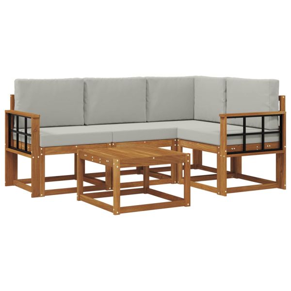 Комплект дивани за открито 5 pcs Естествено и светло сиво