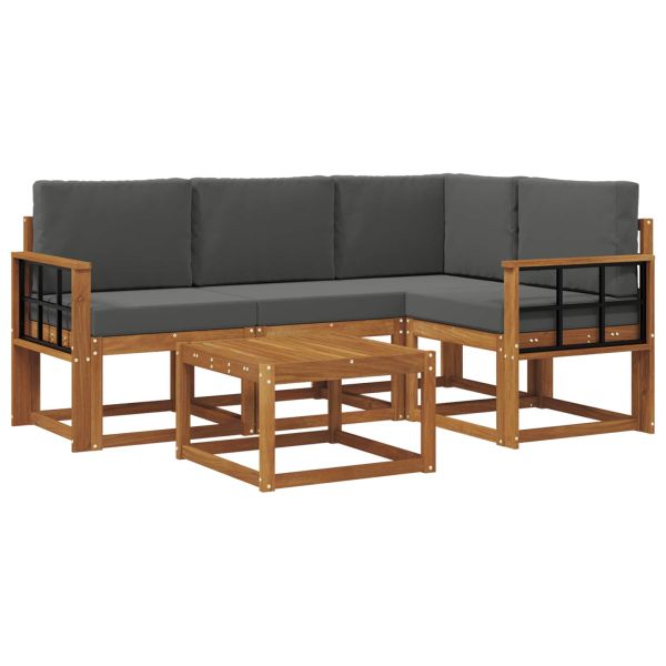 Комплект дивани за открито 5 pcs Натурален и Антрацит