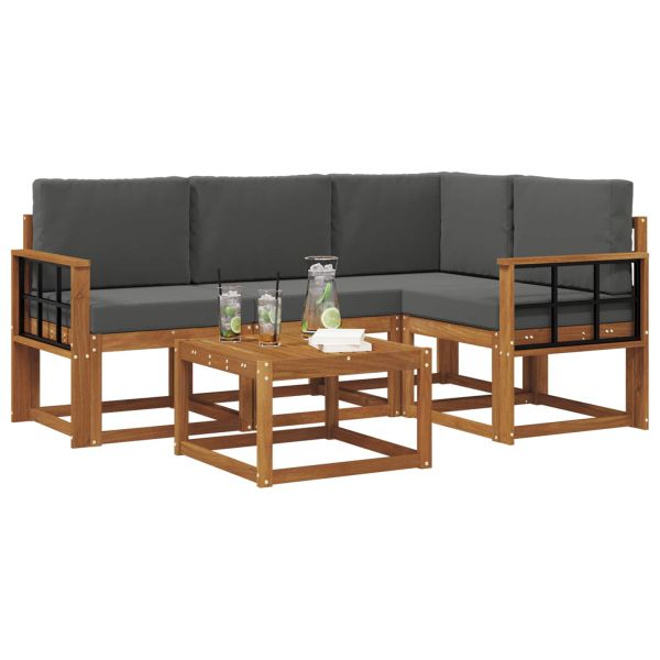 Комплект дивани за открито 5 pcs Натурален и Антрацит