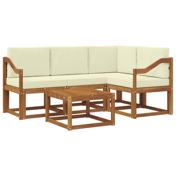 Комплект дивани за открито 5 pcs Натурален и Крема