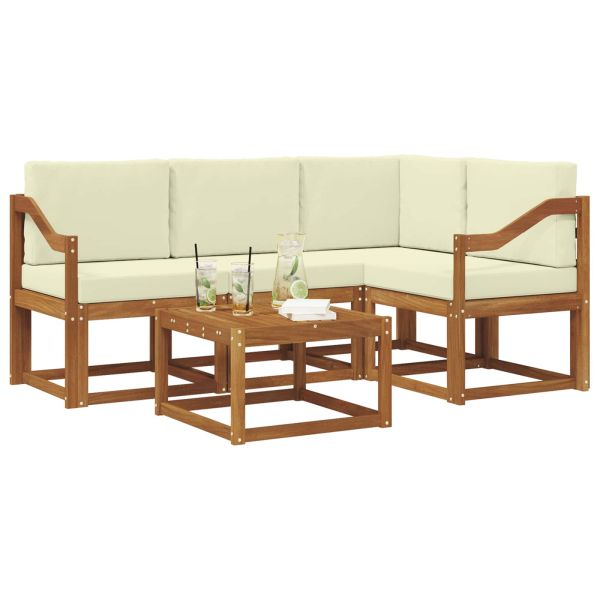 Комплект дивани за открито 5 pcs Натурален и Крема