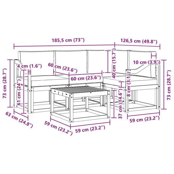 Комплект дивани за открито 5 pcs Естествено и светло сиво