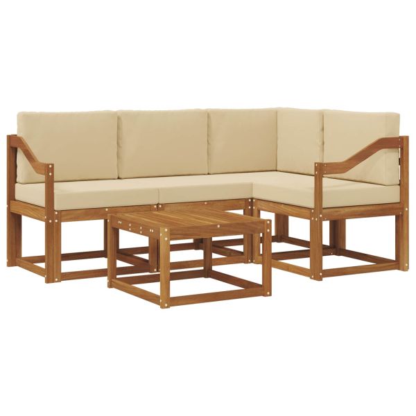 Комплект дивани за открито 5 pcs Натурален и Бежов
