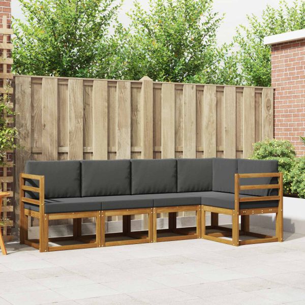 Комплект дивани с възглавница 5 pcs Натурален и Антрацит