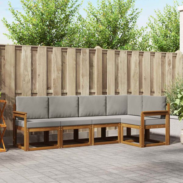 Комплект дивани с възглавница 5 pcs Естествено и светло сиво