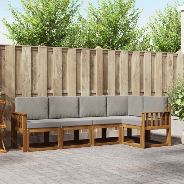 Комплект дивани с възглавница 5 pcs Естествено и светло сиво