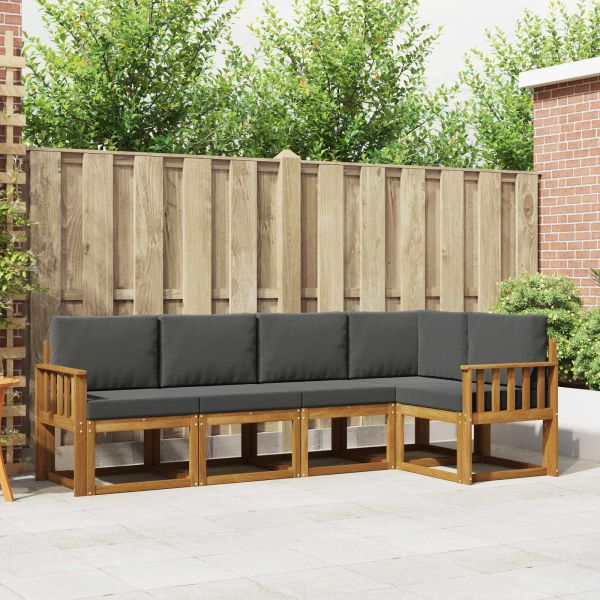 Комплект дивани с възглавница 5 pcs Натурален и Антрацит