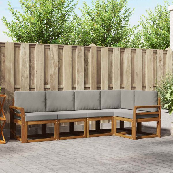 Комплект дивани с възглавница 5 pcs Естествено и светло сиво