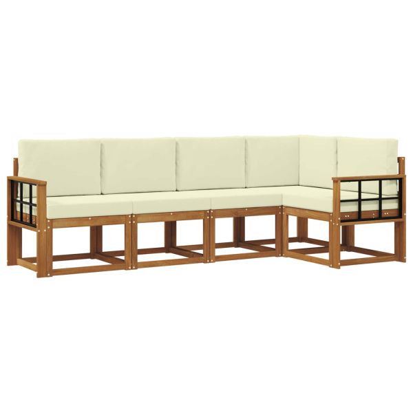 Комплект дивани с възглавница 5 pcs Натурален и Крема