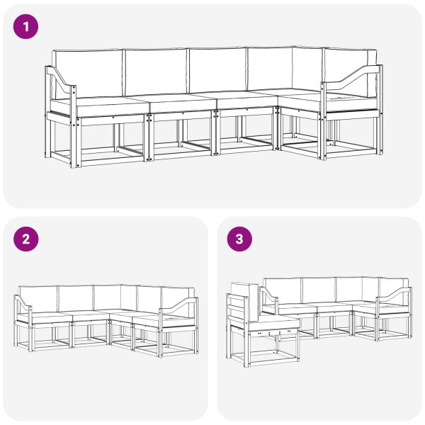 Комплект дивани с възглавница 5 pcs Натурален и Крема