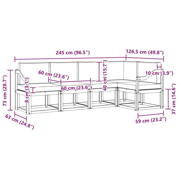Комплект дивани с възглавница 5 pcs Натурален и Крема