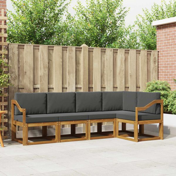 Комплект дивани с възглавница 5 pcs Натурален и Антрацит