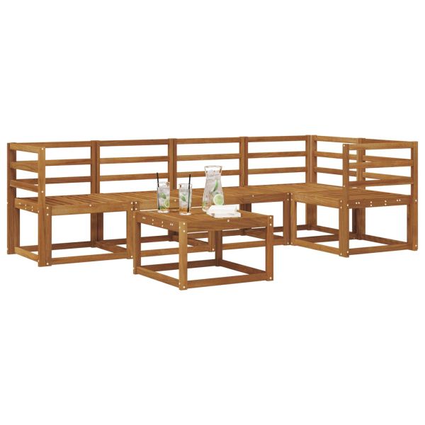 Комплект дивани 6 pcs Естествен Солидно акациево дърво