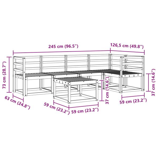 Комплект дивани 6 pcs Естествен Солидно акациево дърво