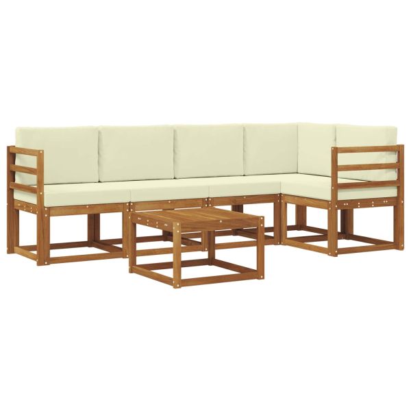 Комплект дивани за открито 6 pcs Натурален и Крема