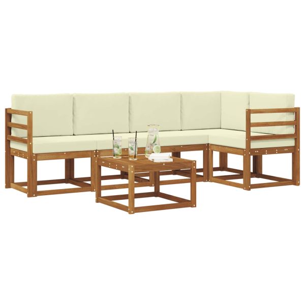 Комплект дивани за открито 6 pcs Натурален и Крема