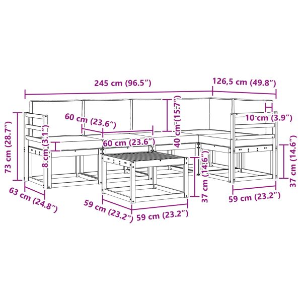 Комплект дивани за открито 6 pcs Натурален и Крема