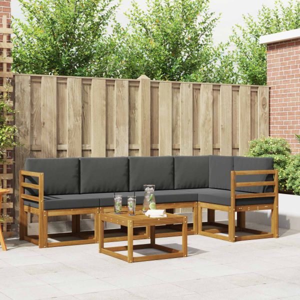 Комплект дивани за открито 6 pcs Натурален и Антрацит