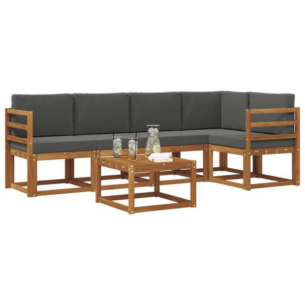 Комплект дивани за открито 6 pcs Натурален и Антрацит