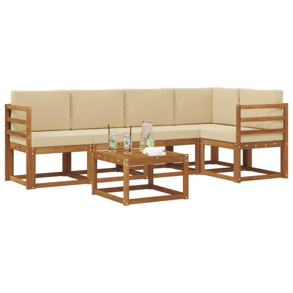 Комплект дивани с възглавница 6 pcs Натурален и Бежов