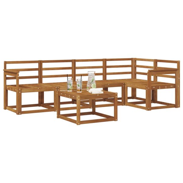 Комплект дивани 6 pcs Естествен Солидно акациево дърво