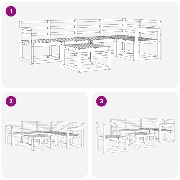 Комплект дивани 6 pcs Естествен Солидно акациево дърво