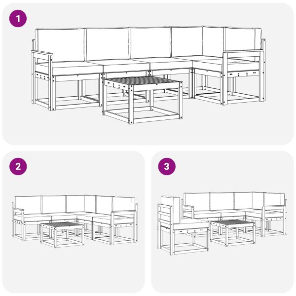 Комплект дивани с възглавница 6 pcs Натурален и Крема