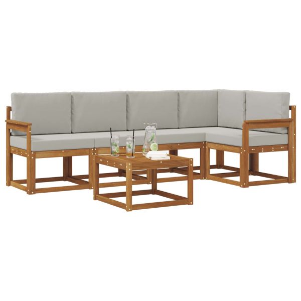 Комплект дивани за открито 6 pcs Естествено и светло сиво