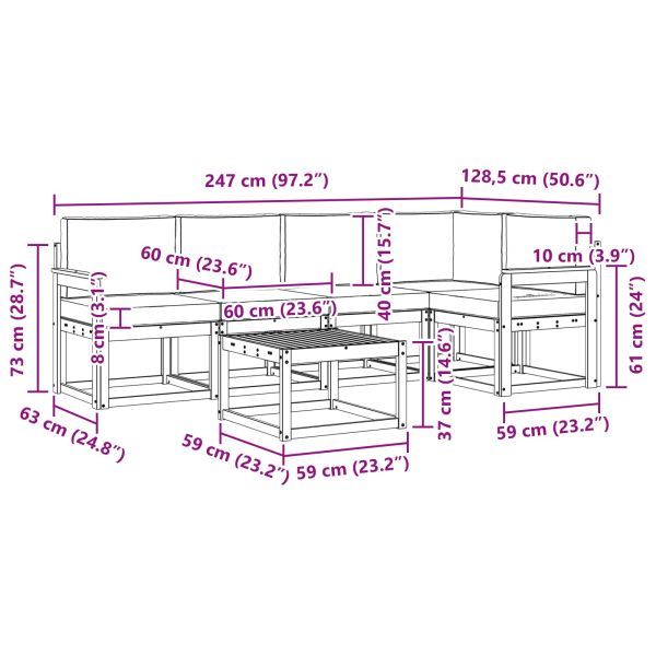 Комплект дивани за открито 6 pcs Натурален и Антрацит