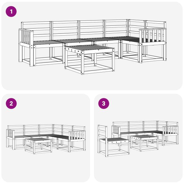 Комплект дивани 6 pcs Естествен Солидно акациево дърво