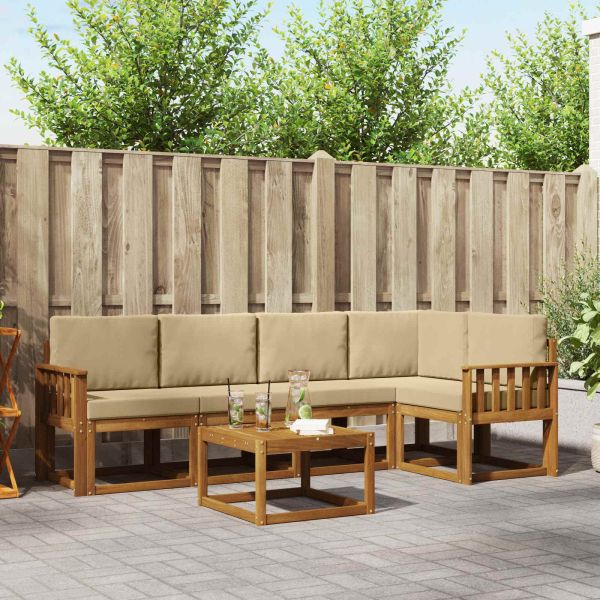 Комплект дивани с възглавница 6 pcs Натурален и Бежов