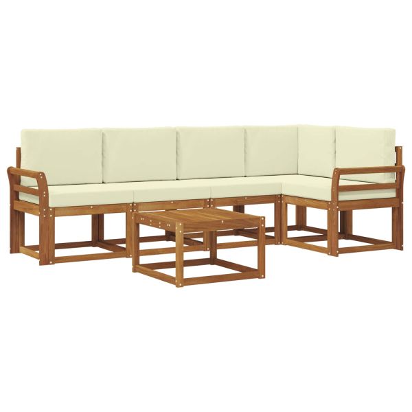 Комплект дивани за открито 6 pcs Натурален и Крема
